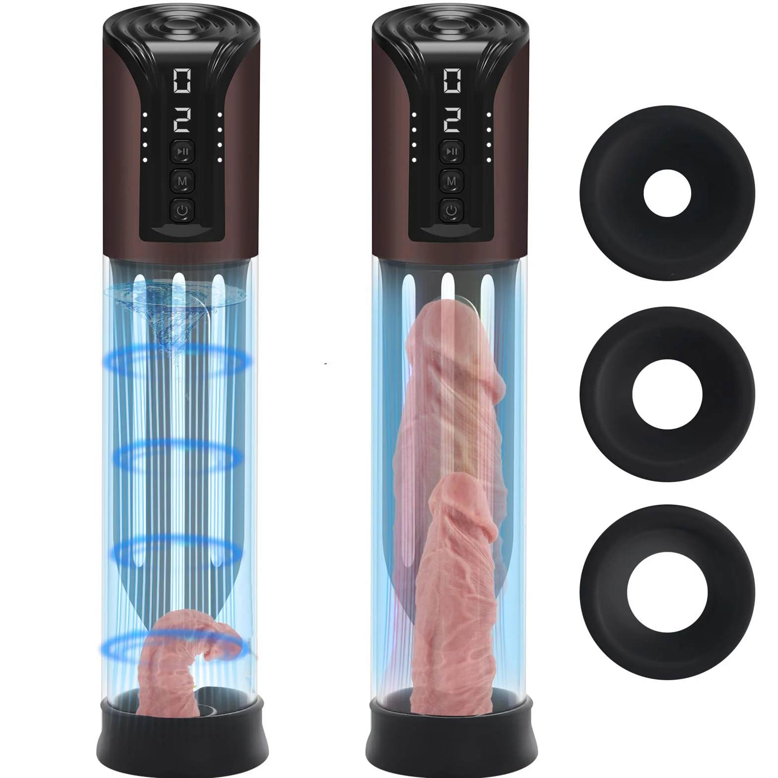 Pompes à Pénis,Penis-Vacuum avec 4 niveaux de pression,Jouet Adulte Masculin Masturbateur masculin automatique avec 3 anneaux de pénis,Jouets sexuels pour hommes