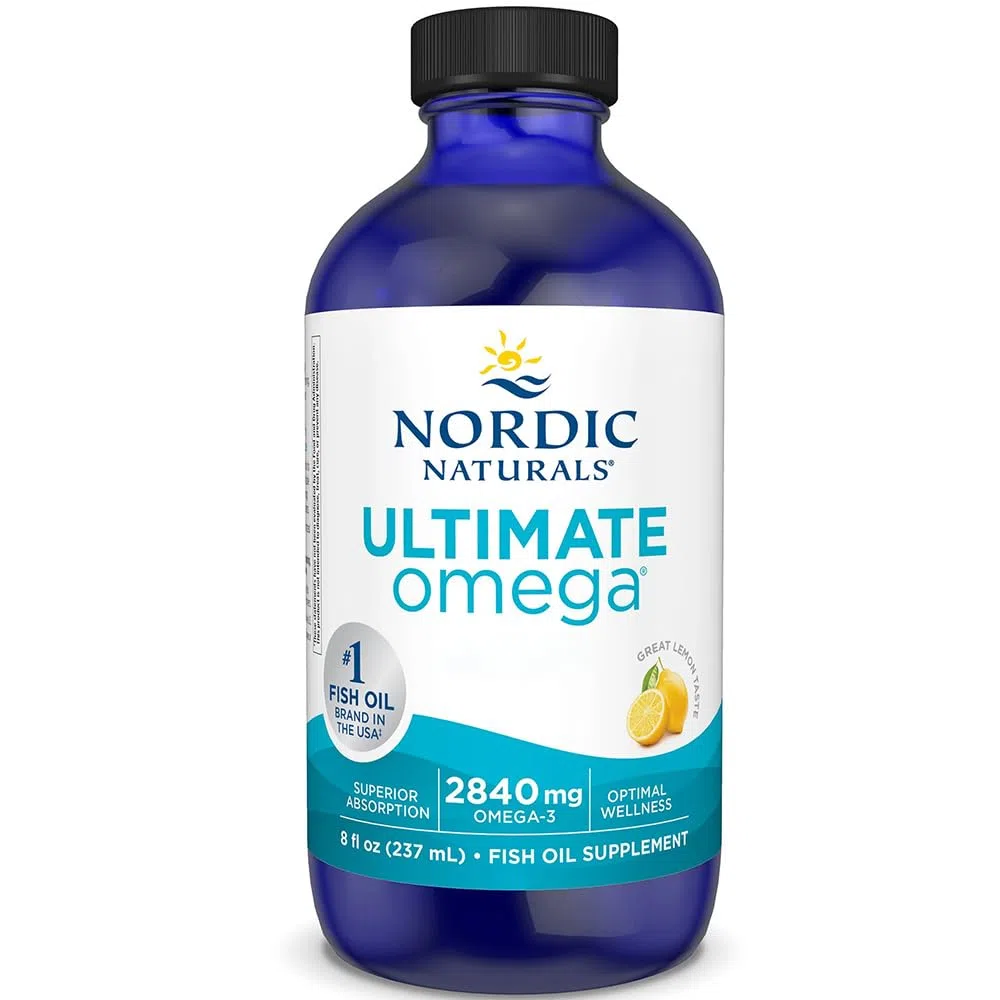 Nordic Naturals, Ultimate Omega, 2840mg Omega-3, Huile de Poisson avec EPA et DHA, Goût Citron, 237ml, Testé en Laboratoire, Sans Soja, Sans Gluten, Sans OGM
