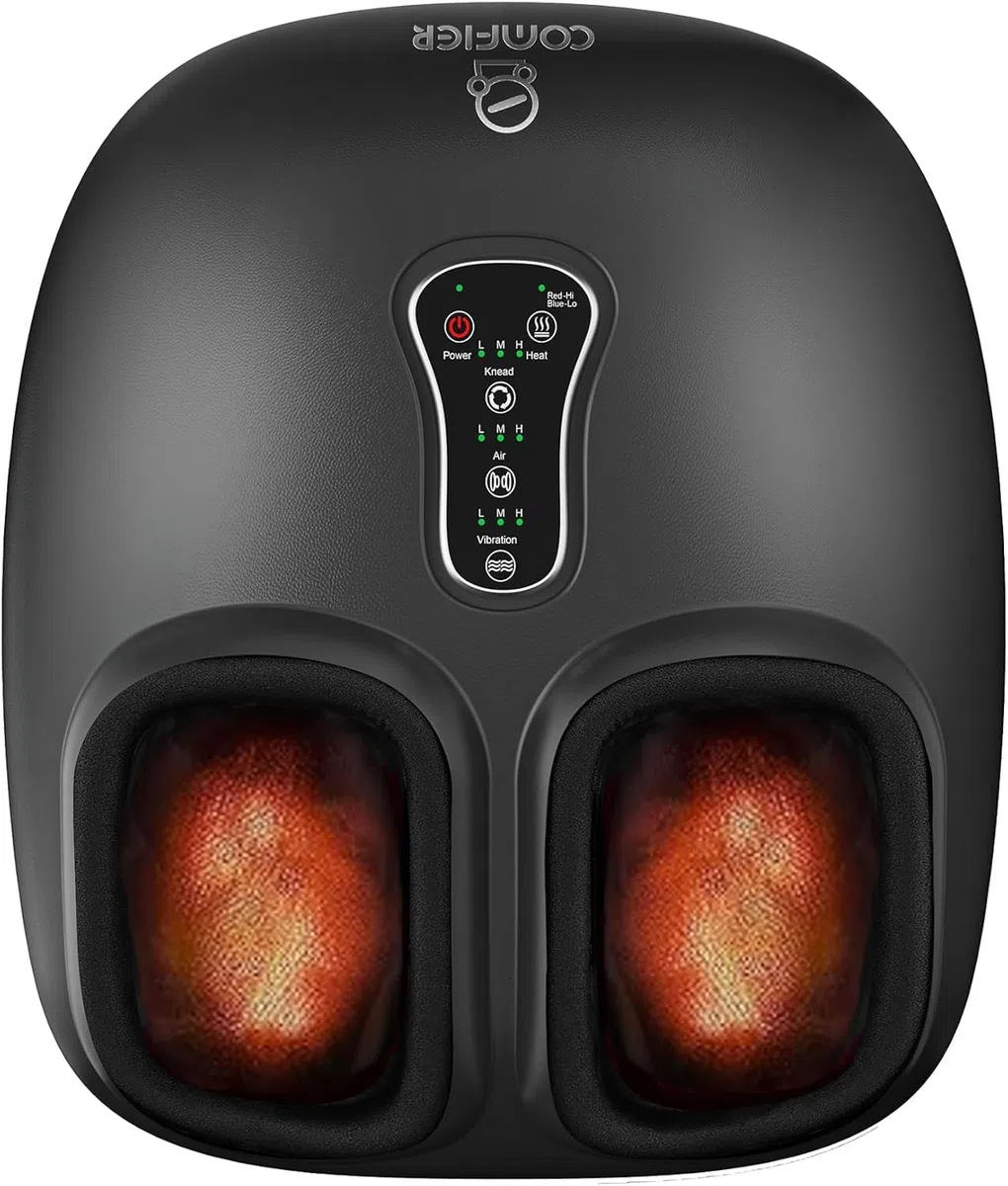 COMFIER Masseur Pieds avec Shiatsu, Massage Pied Vibration & Chaleur - Appareil de Massage Pieds pour fasciite plantaire et douleur neuropathie, Cadeau Maman Papa Femme Homme