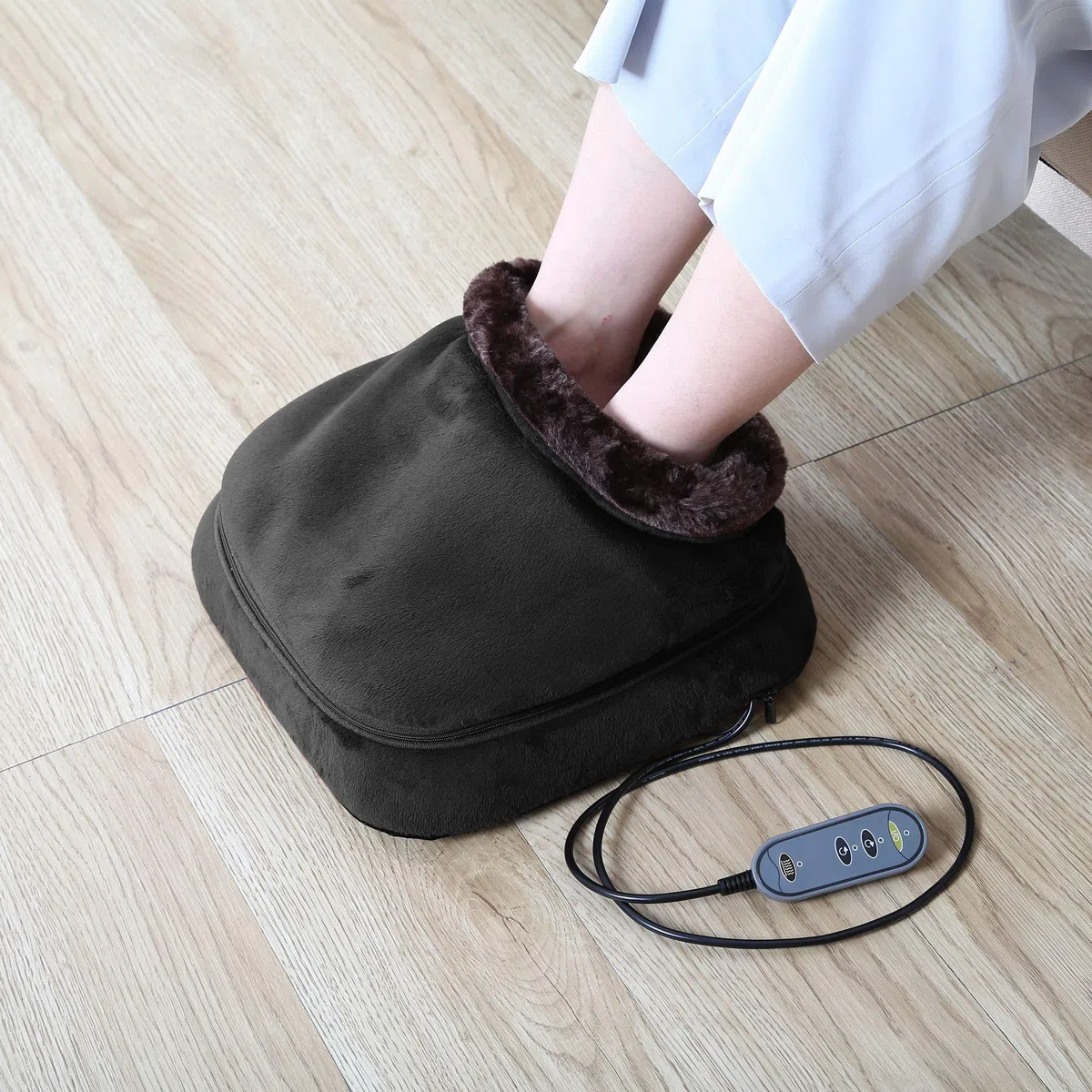 Snailax 2 en 1 Massage pieds shiatsu chauffant- Masseur avec chaleur et Coussin de massage pour le dos, Réchauffe-pieds et Soulagement des douleurs Cadeau Noël Homme Maman