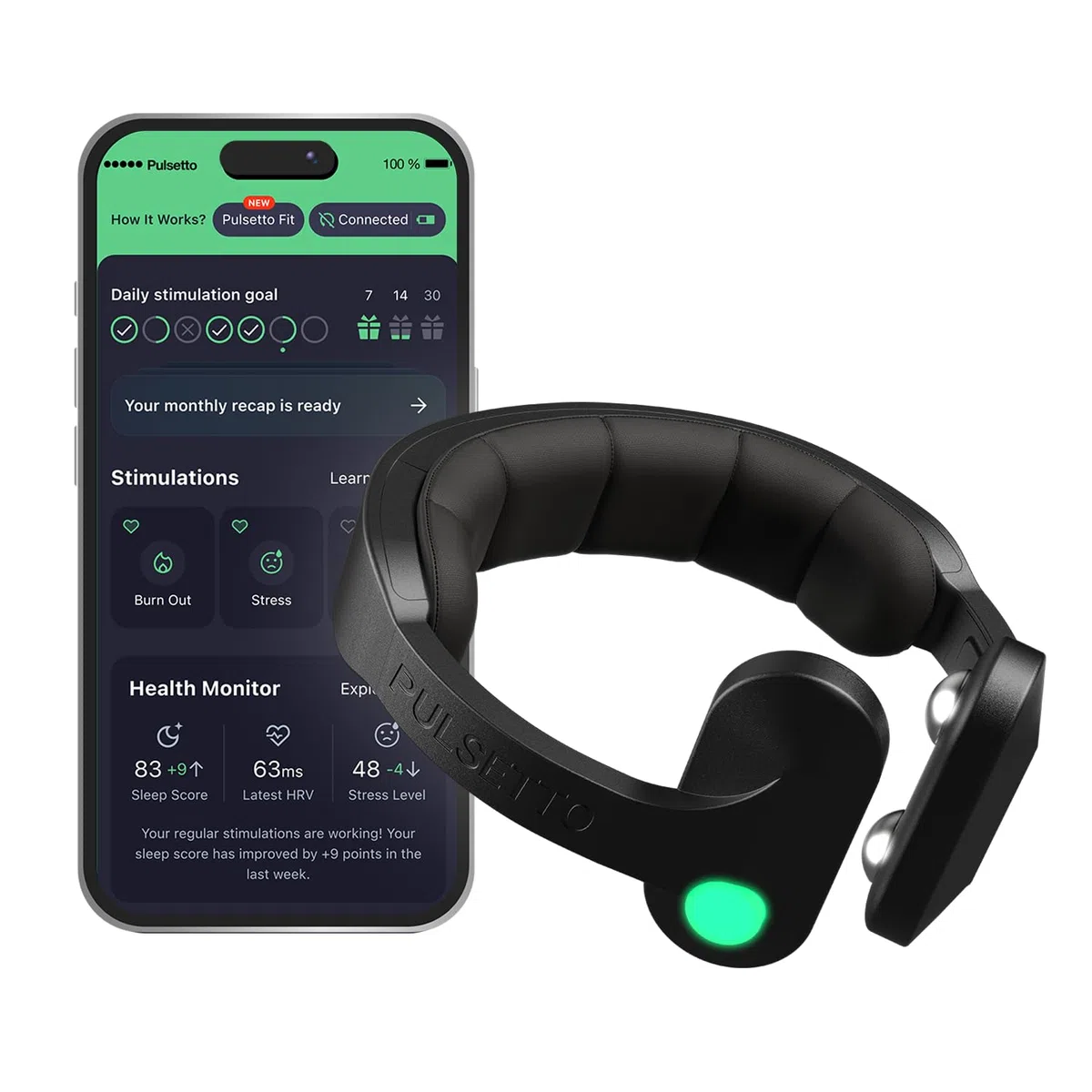 Pulsetto FIT (V2) – Appareil de Bien-être Portable pour la Relaxation, Le Sommeil et Le Bien-être Quotidien