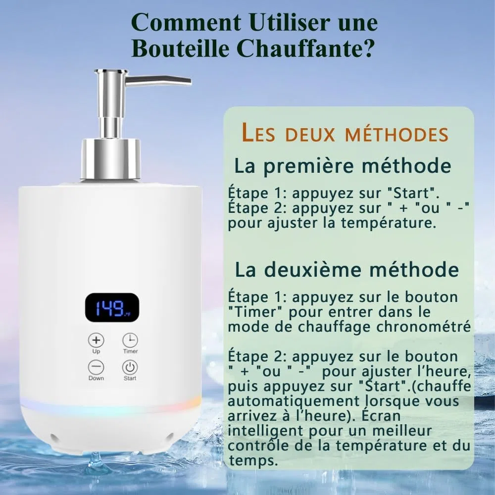 Chauffe-huile de massage avec deux distributeurs à pompe, écran LED, pour spa et salon (Blanc)