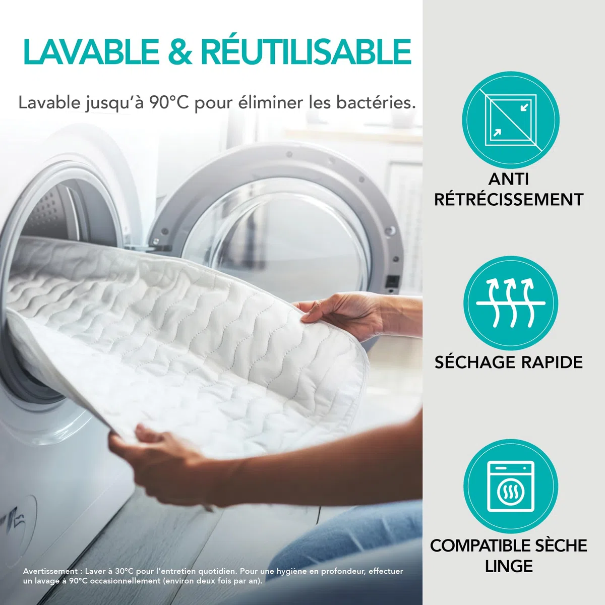 Ôhm 2X Alèse Lavable Incontinence 90x160 cm – Protège Matelas Imperméable Haute Absorption pour Fuites Urinaires, Protection Lit Nuit & Quotidien Adulte, Oeko-TEX