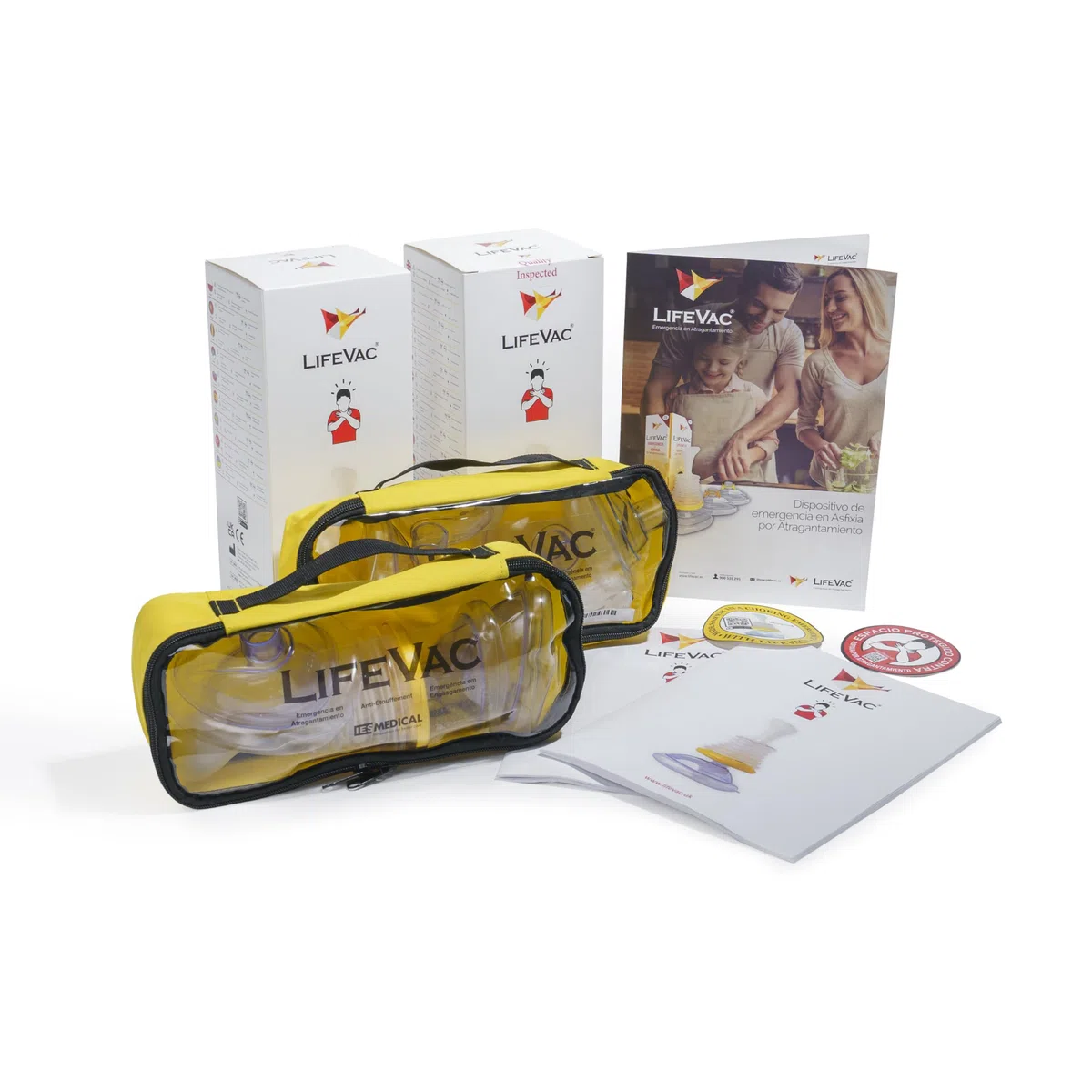 LifeVac Duo Pack 2 Kits Complets Anti-Étouffement Adultes Enfants avec 4 Masques et Sac de Transport