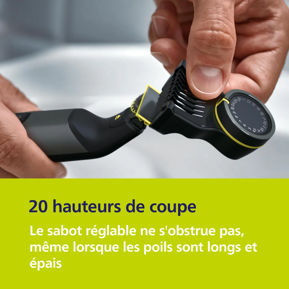 Philips OneBlade Pro 360 Visage + Corps Tondeuse à barbe électrique, 1 lame 360, 14 hauteurs de coupe, QP6652/30