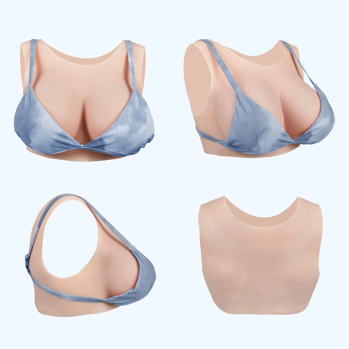 KUMIHO Faux Sein Silicone Cou rond Artificielle Poitrine Forme Poitrine Prothèse pour Crossdresser Transgenres Mastectomie C Cup Ivoire Blanc Remplie de Silicone