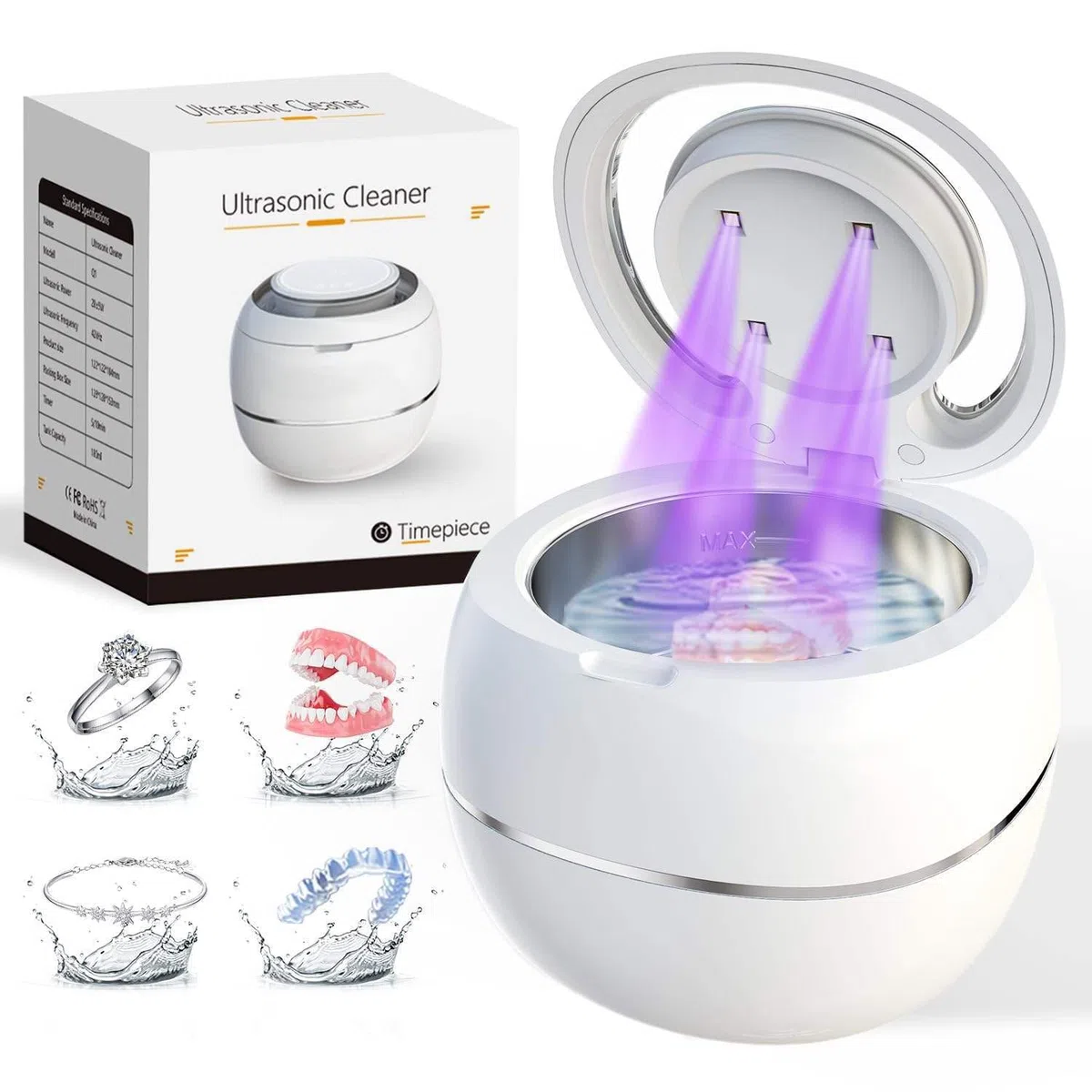 Lyra Officie Dentaclean Nettoyeur à Dentier Ultrasons Blanc