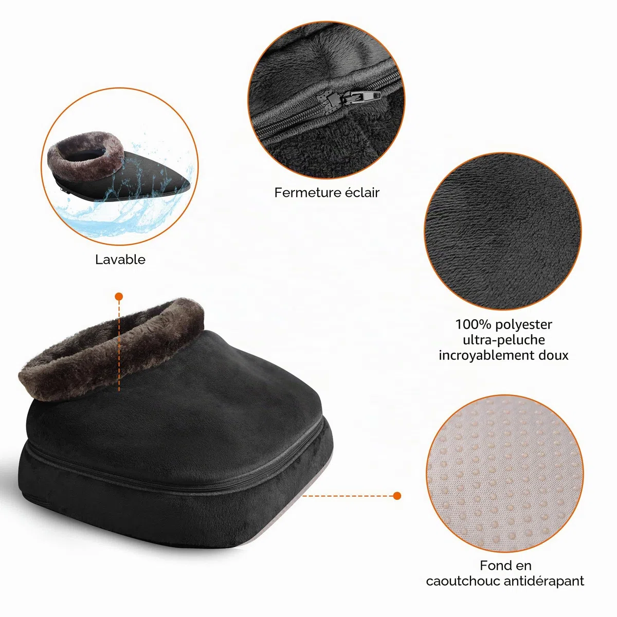 Snailax 2 en 1 Massage pieds shiatsu chauffant- Masseur avec chaleur et Coussin de massage pour le dos, Réchauffe-pieds et Soulagement des douleurs Cadeau Noël Homme Maman