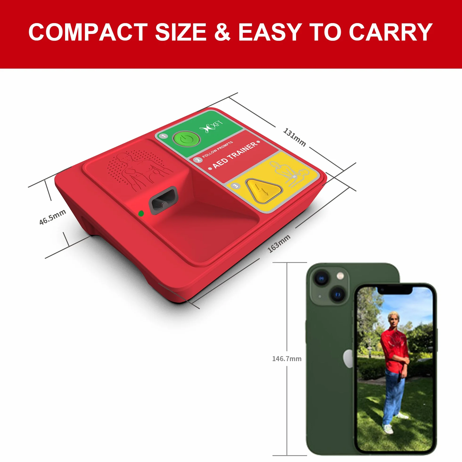 XFT-120N Kit d'entraînement pour défibrillateur AED Appareil d'entraînement CPR Trainer Devices, anglais, français, espagnol, portugais brésilien, 5 scénarios, kit d'entraînement de premiers secours