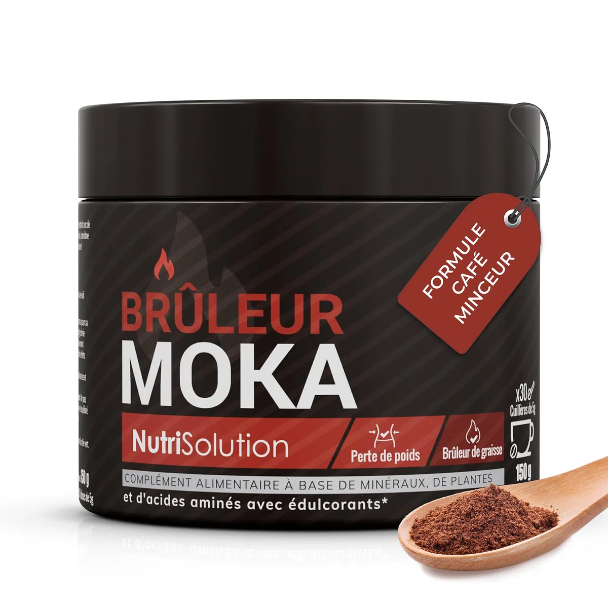 Brûleur Moka Nutrisolution Café Minceur Premium Brûle-Graisse Puissant 100% Ingrédients Naturels Végétarien Sans Gluten Sans OGM Fabriqué en France