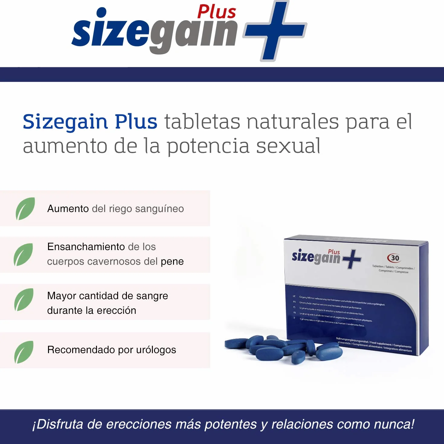 SIZEGAIN Agrandissement du pénis Pilules pour agrandir Le pénis