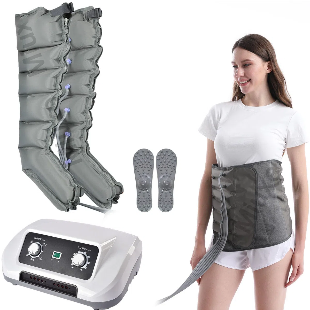 Bottes Pressothérapie Lymphatique, Pressotherapie pour Jambes Ventre Bra, Appareil De Massage Compression d'air, Amélioration De Douleur Relaxation, Masseurs Électriques Circulation Sanguine Jambes