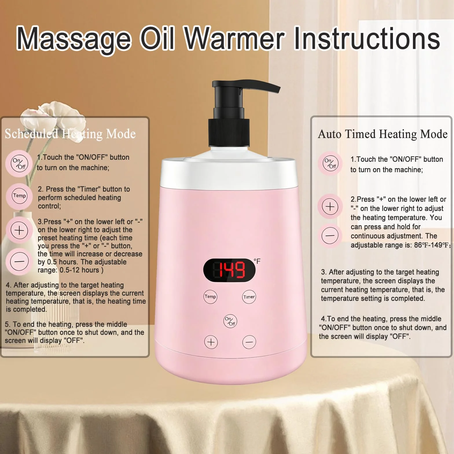 Chauffe-Huile de Massage Professionnel Réglable avec 2 Distributeurs et Affichage LED pour Spa