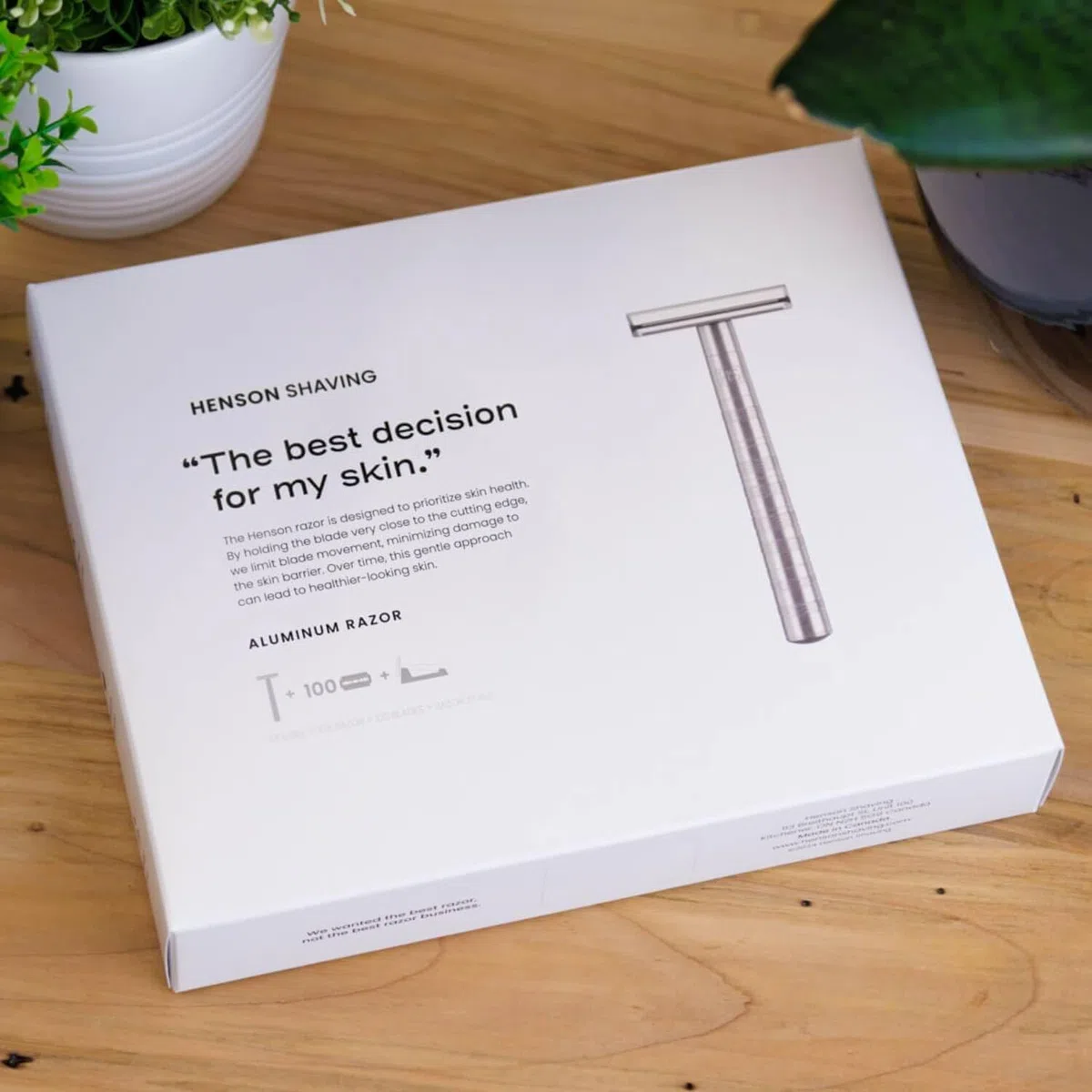 Coffret Rasage Henson Shaving AL13 Rasoir de Sûreté avec Support Aluminium et 100 Lames RK