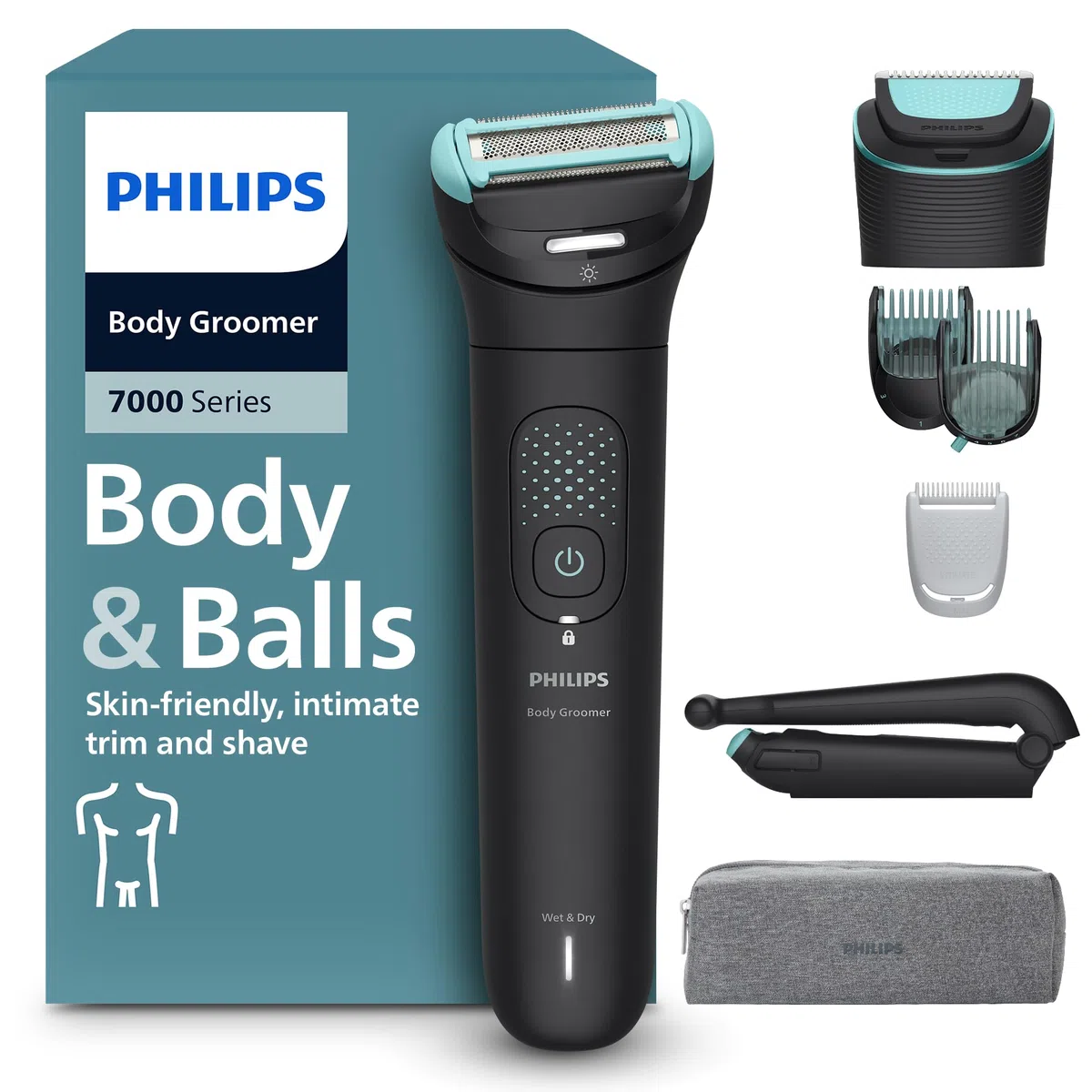 Philips Bodygroom série 7000 tondeuse hommes tête flexible 2D système rasage Triple protection étanche autonomie 120 min BG7480/15