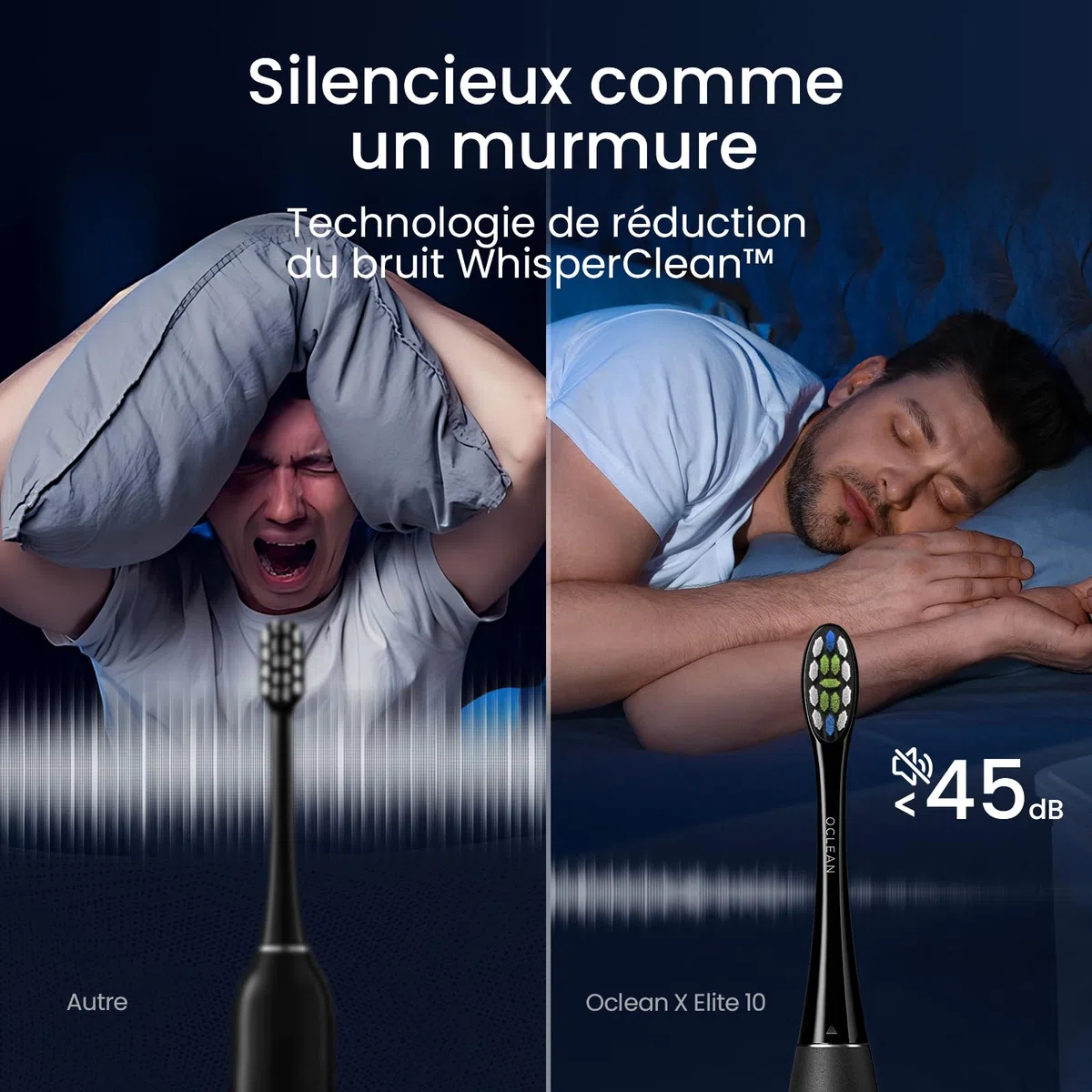 Oclean Brosse à dents électrique X Elite 10, Écran tactile, 12 zones de suivi, 5 modes de brossage avec Gencive, Brosse à dents sonique, 40 jours d'autonomie, Silencieux 45 dB, Minuterie, Noir
