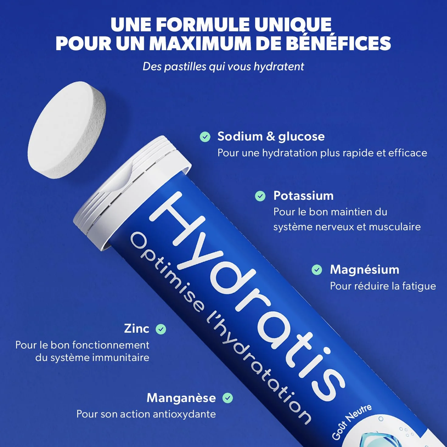 HYDRATIS Pastilles Hydratation Electrolytes Mix Fruits des Bois Pêche Citron Sureau Sport Récupération 3 tubes 60 Pastilles