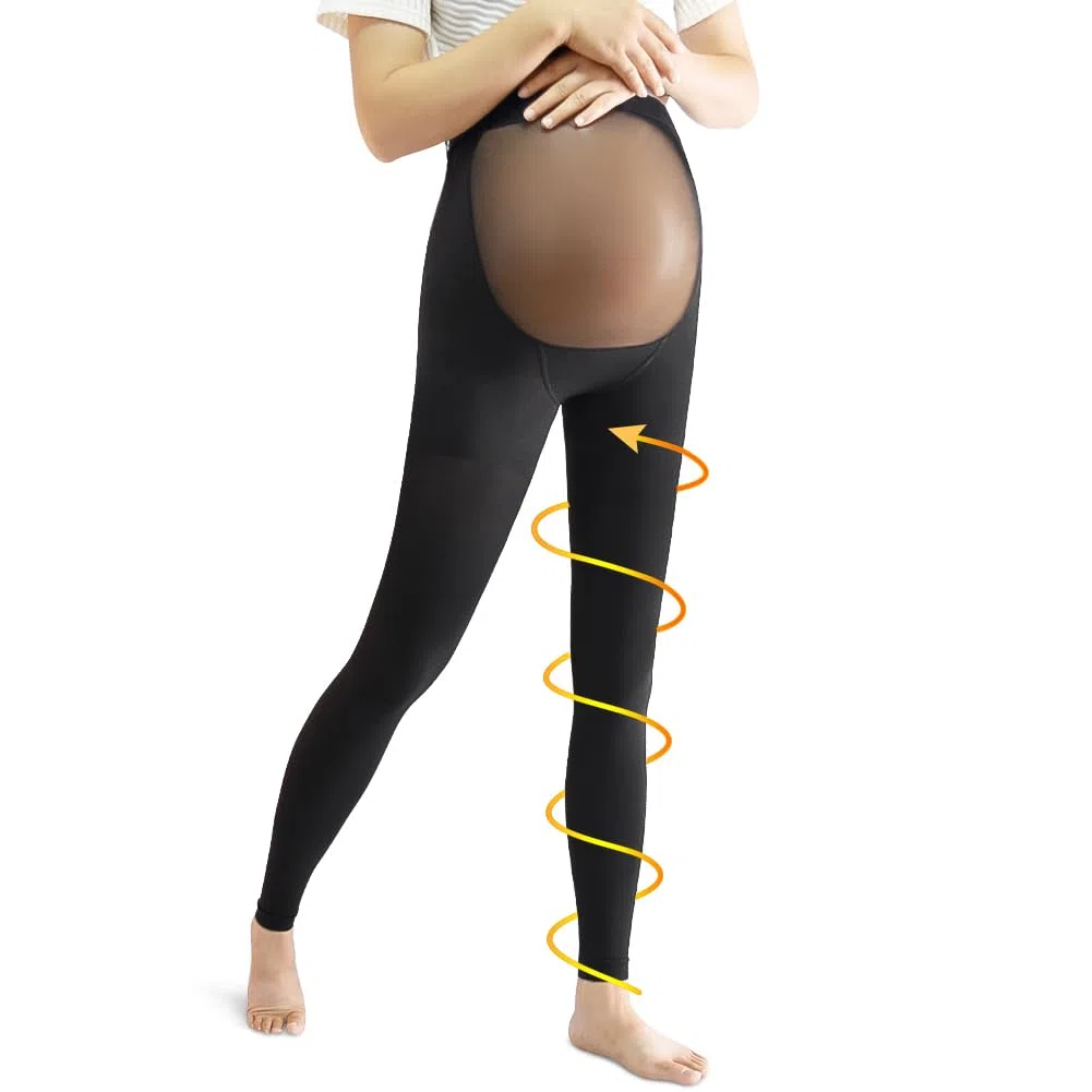 Beister Collants de compression médicaux pour femmes enceintes 20-30 mmHg Bas sans pieds Long pantalon avec bande élastique