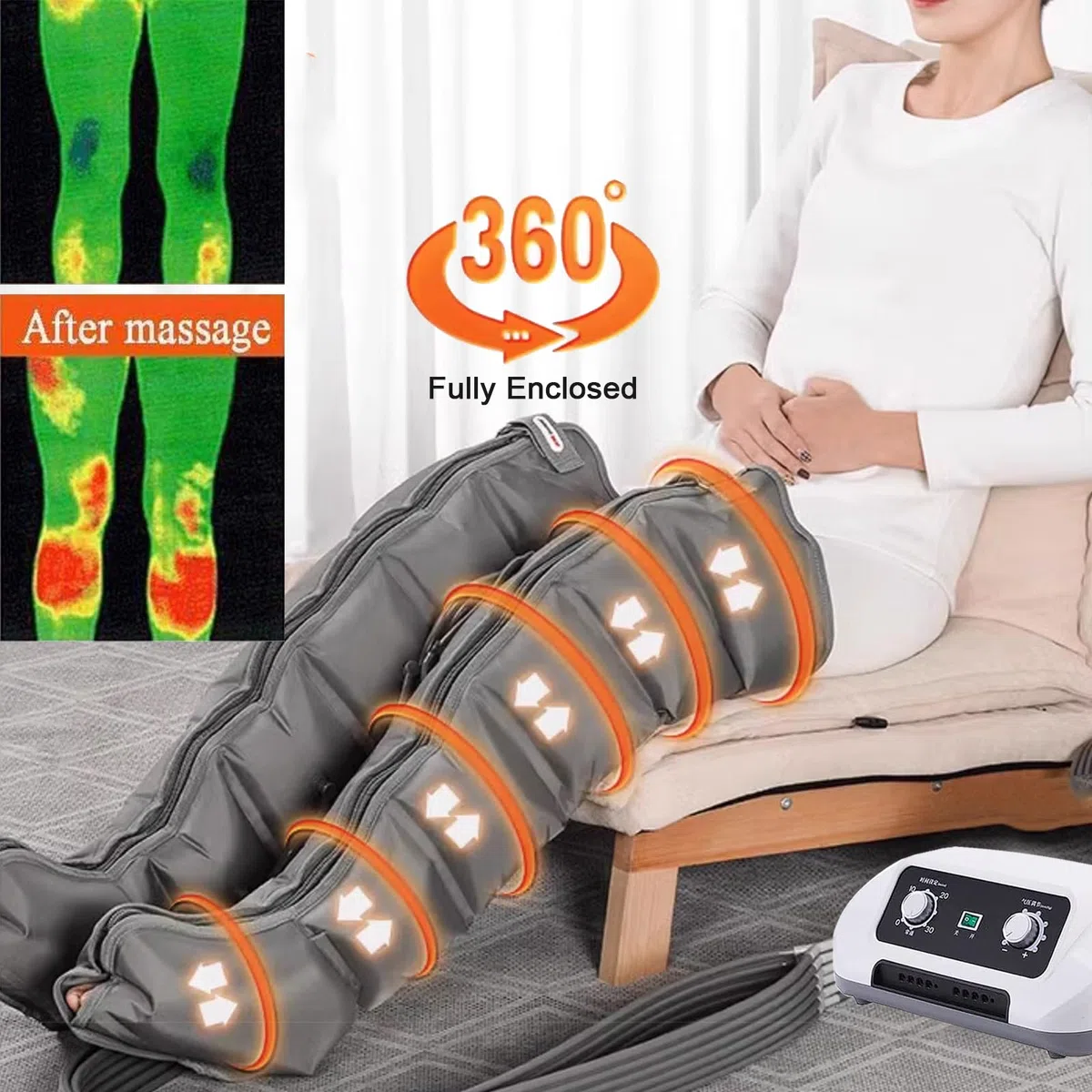 Bottes Pressothérapie Lymphatique, Pressotherapie pour Jambes Ventre Bra, Appareil De Massage Compression d'air, Amélioration De Douleur Relaxation, Masseurs Électriques Circulation Sanguine Jambes