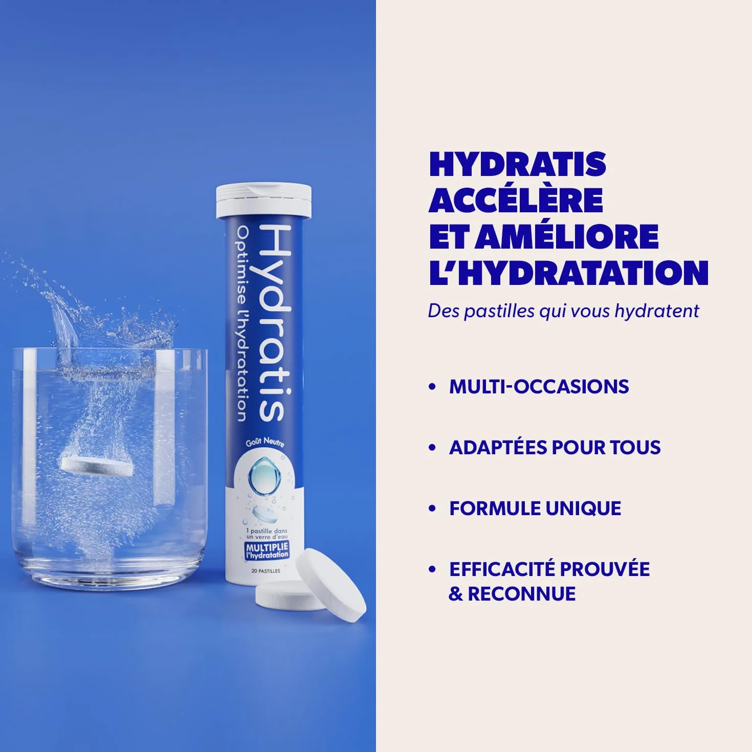 HYDRATIS Pastilles Hydratation Electrolytes Mix Fruits des Bois Pêche Citron Sureau Sport Récupération 3 tubes 60 Pastilles