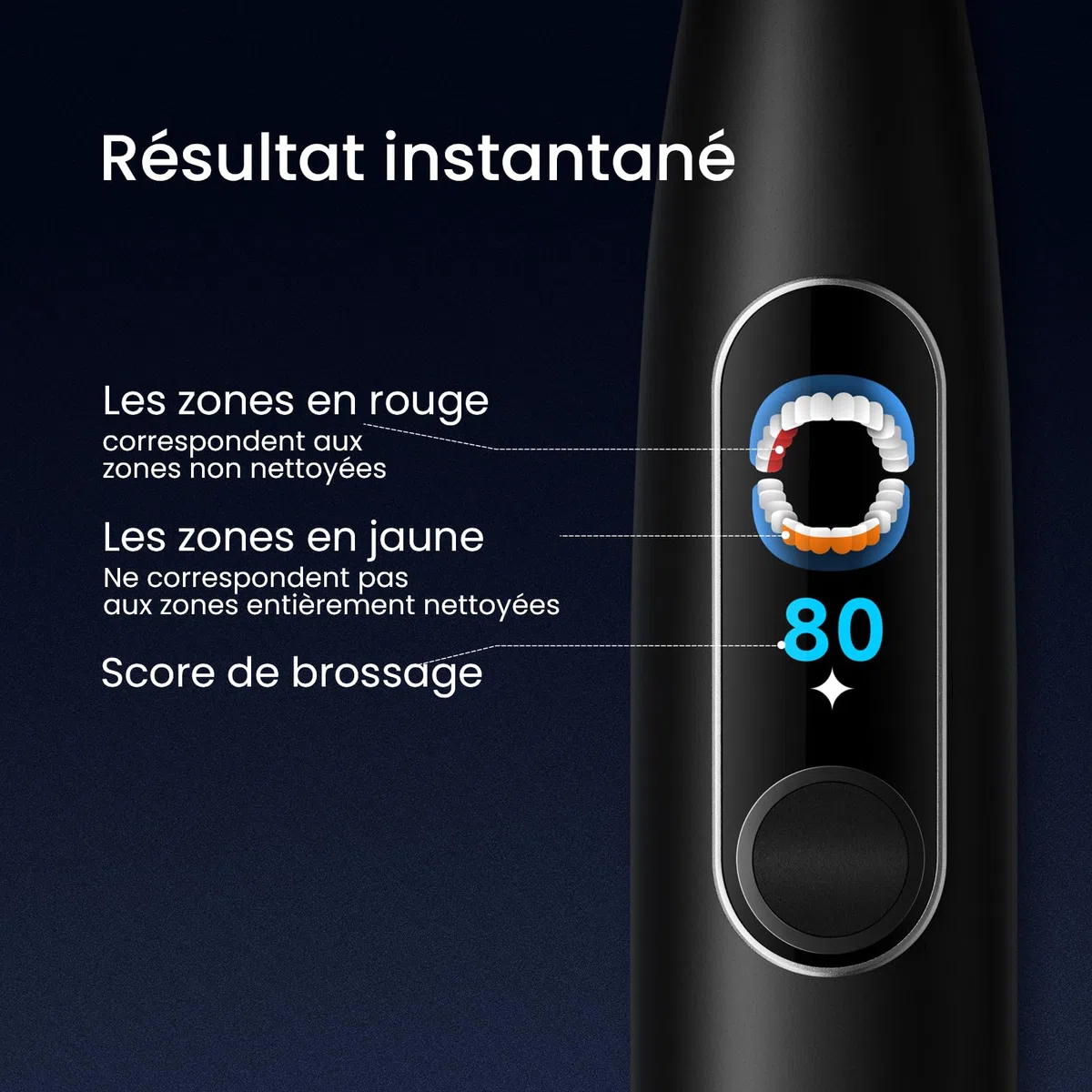 Oclean Brosse à dents électrique X Elite 10, Écran tactile, 12 zones de suivi, 5 modes de brossage avec Gencive, Brosse à dents sonique, 40 jours d'autonomie, Silencieux 45 dB, Minuterie, Noir