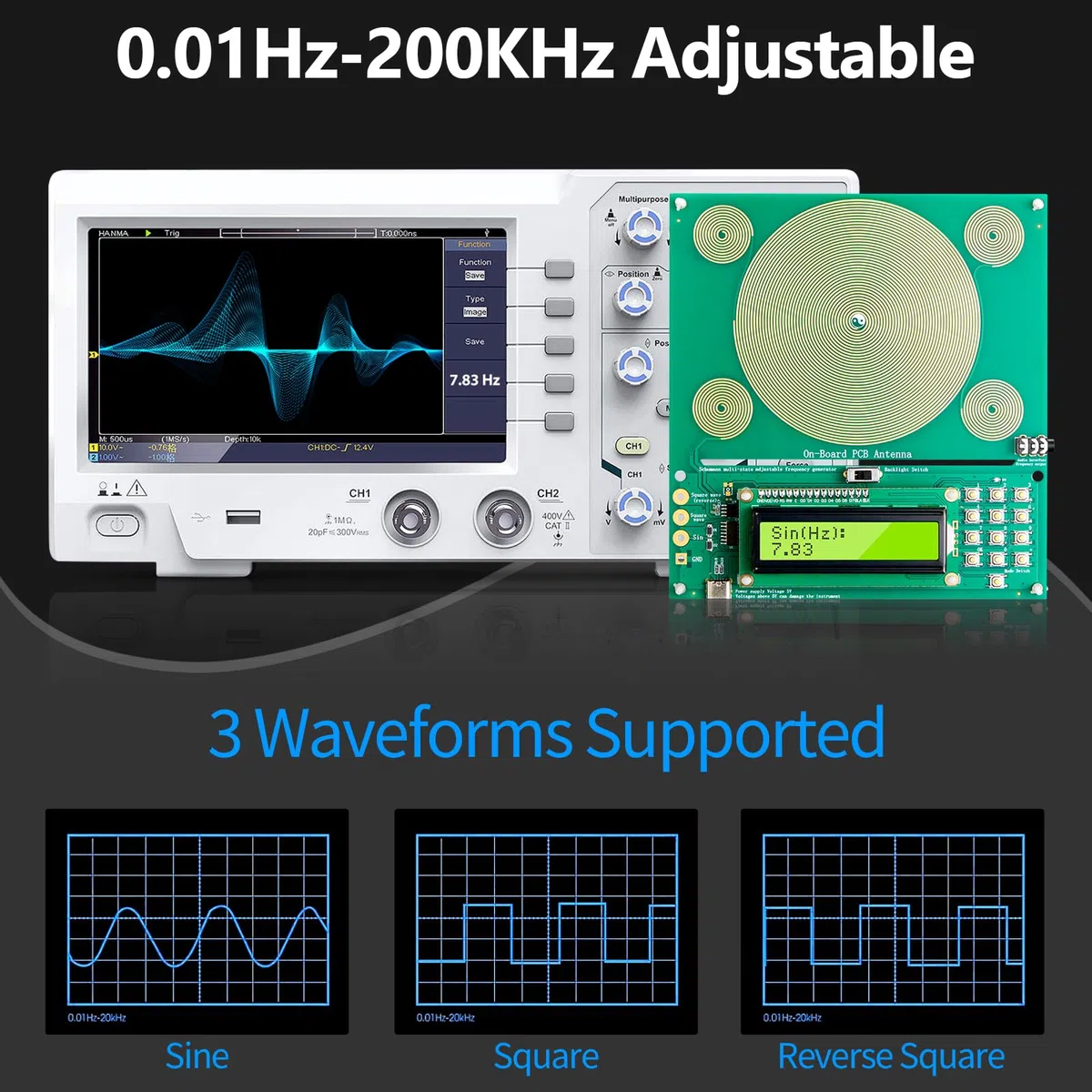 Générateur de Fréquence Schumann 7,83Hz 0,01Hz-200kHz USB-C Réglable pour Chambre Bureau