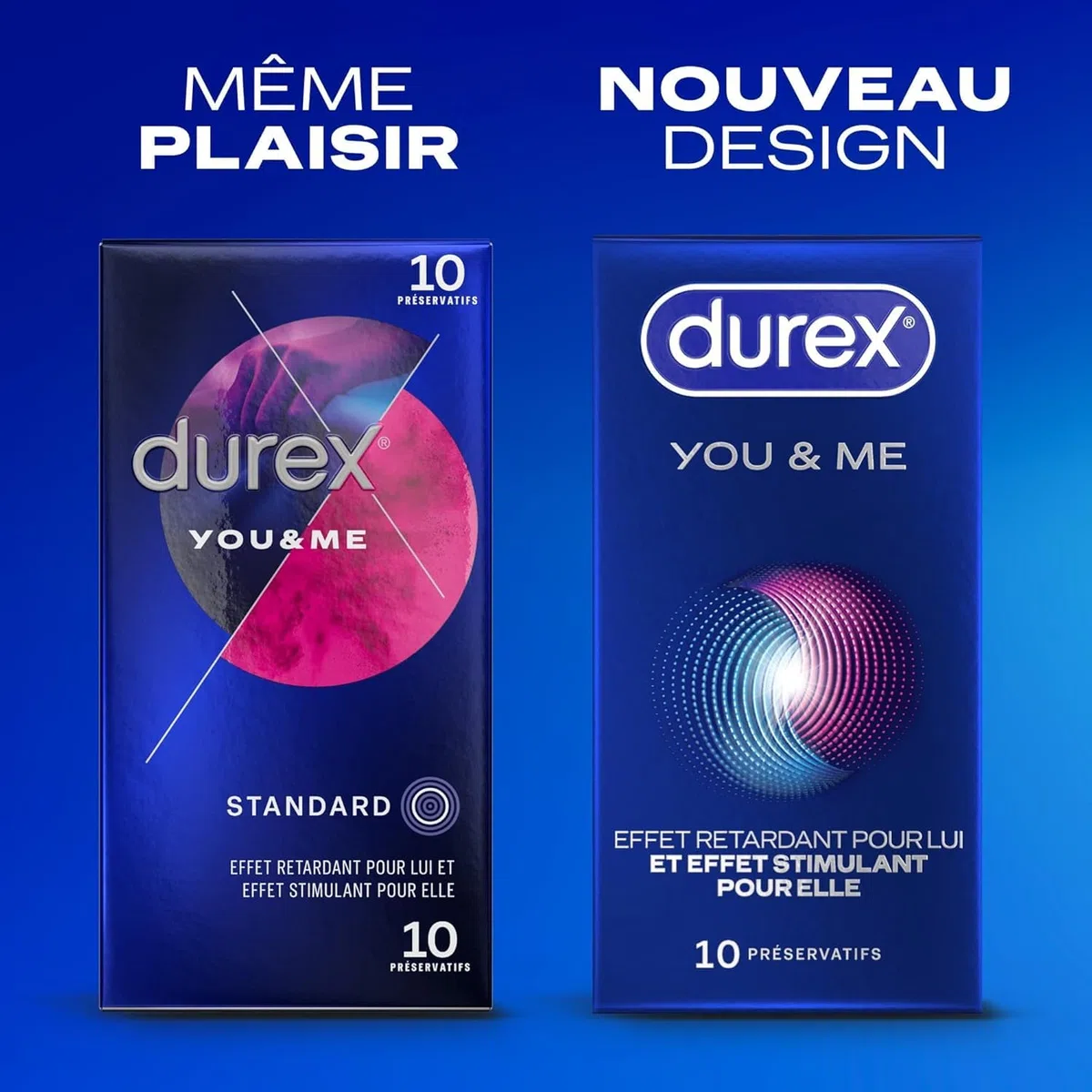 Durex YOU & ME - 40 Préservatifs - Retardant et Stimulant - Lot de 4 x 10 pièces