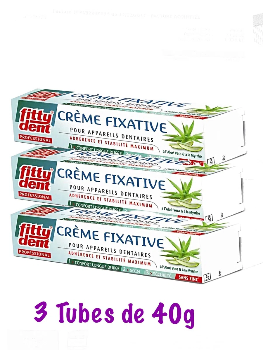 Fittydent crème fixative lot de 3 tubes 40g