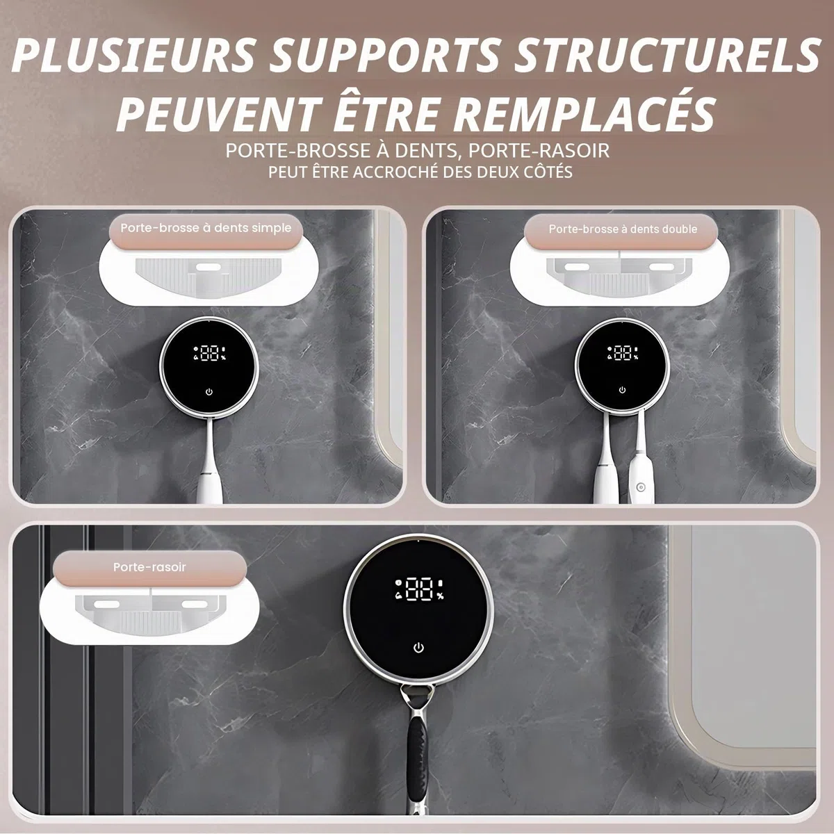 Roadtime StéRilisateur De Brosse à Dents Intelligent UV, Portable Automatique Séchage Rapide Rechargeable Support Mural avec pour Brosse à Dents et Rasoirs, avec pour Salle de Bain,Voyage,Vacances