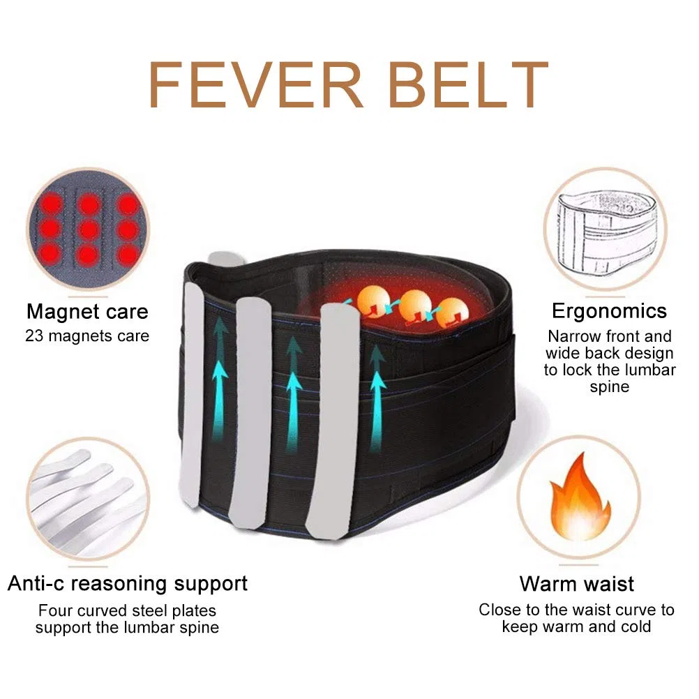 Ceinture de soutien lombaire magnétique auto-chauffante respirante Noir XL