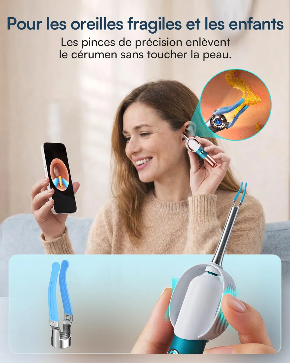 BEBIRD Earsight Ultra Camera Oreille Nettoyage - Otoscope oreille Flexible et Lumière - Kit d'ear cure pour Adultes & Enfants