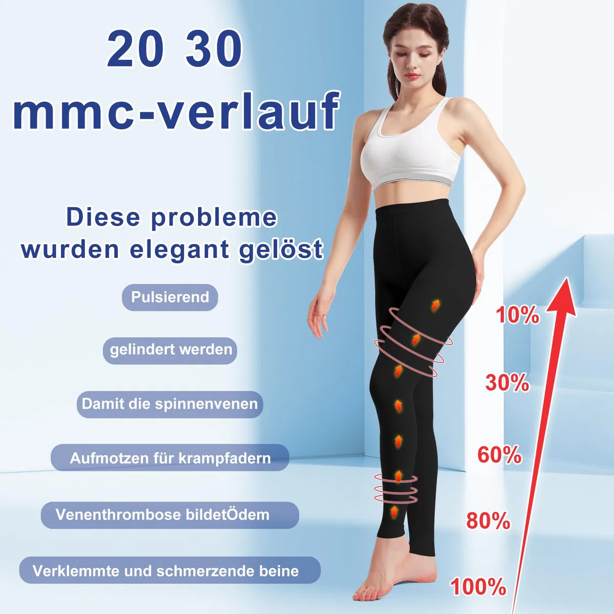 Bas de compression médicaux 20-30 mmHg classe 2, collants de soutien progressif, pantalon de compression opaque à bout ouvert