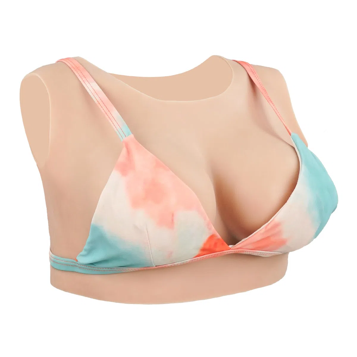 KUMIHO Faux Sein Silicone Cou rond Artificielle Poitrine Forme Poitrine Prothèse pour Crossdresser Transgenres Mastectomie C Cup Ivoire Blanc Remplie de Silicone