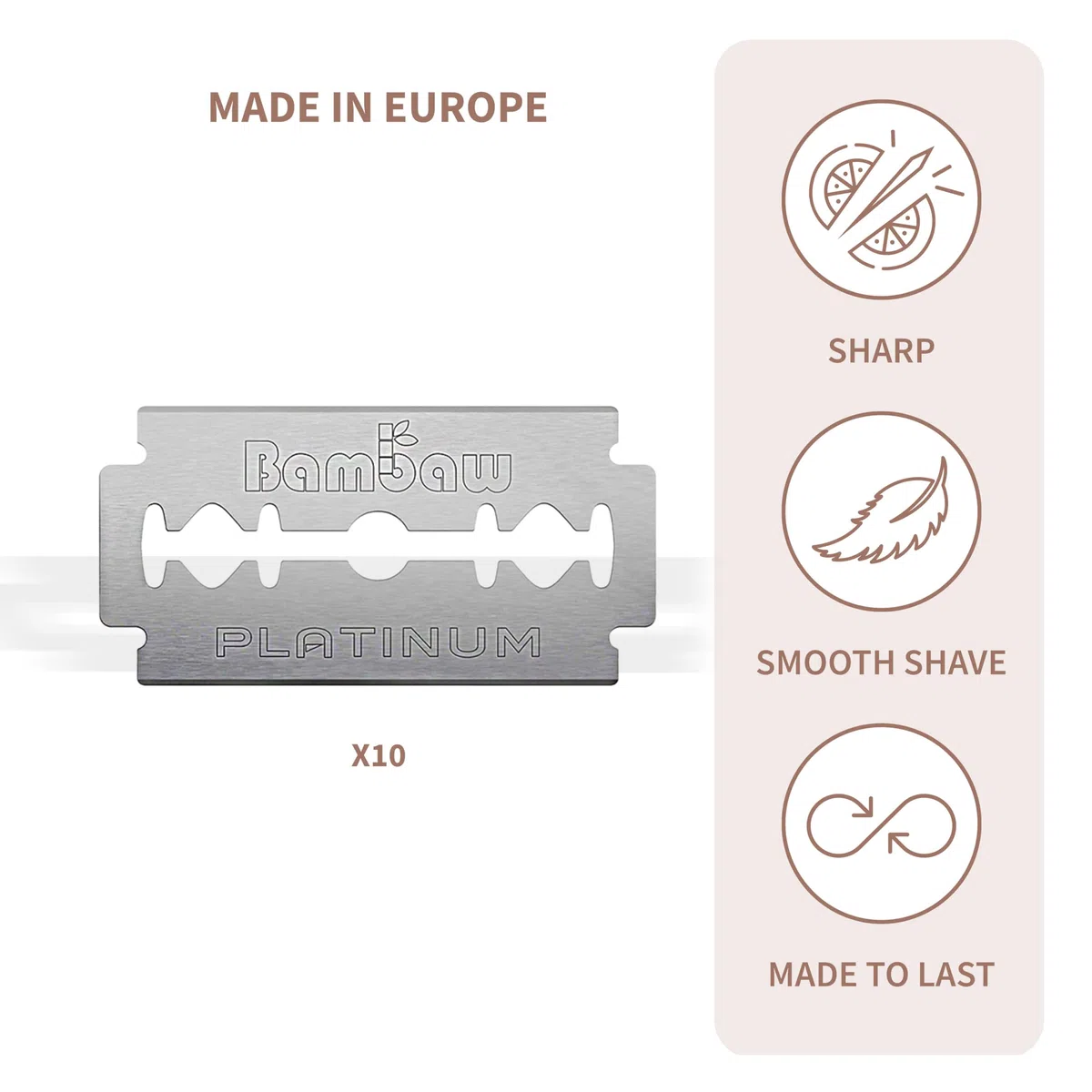 Bambaw Kit Rasage Femme Zéro Déchet – Rasoir de Sûreté avec Support, 10 Lames et Savon Abricot, Coffret Cadeau