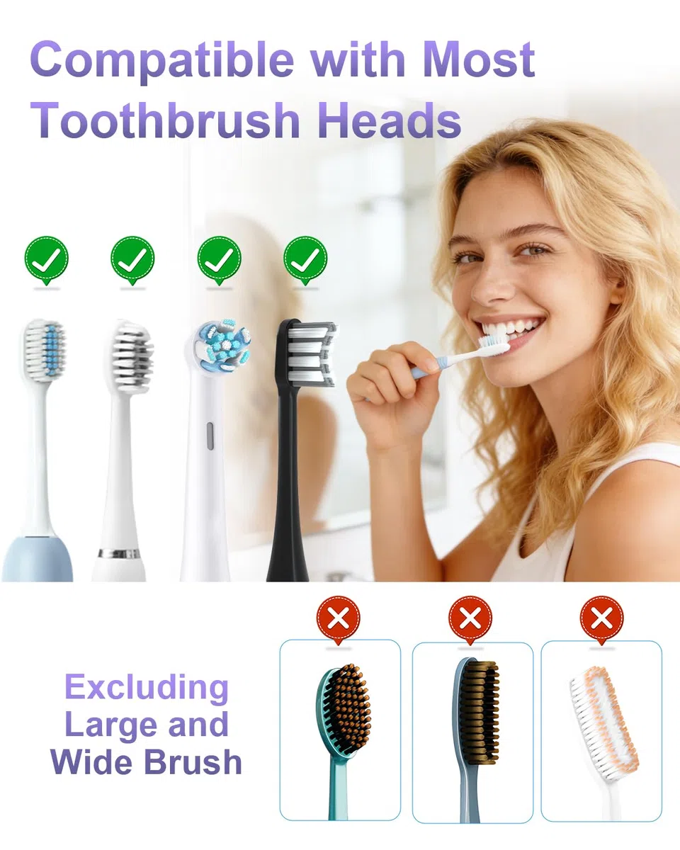 Désinfectant UV pour brosse à dents mural avec fonction de stérilisation et de séchage, écran intelligent LED, couvercle à détection automatique, support de brosse à dents rechargeable pour la