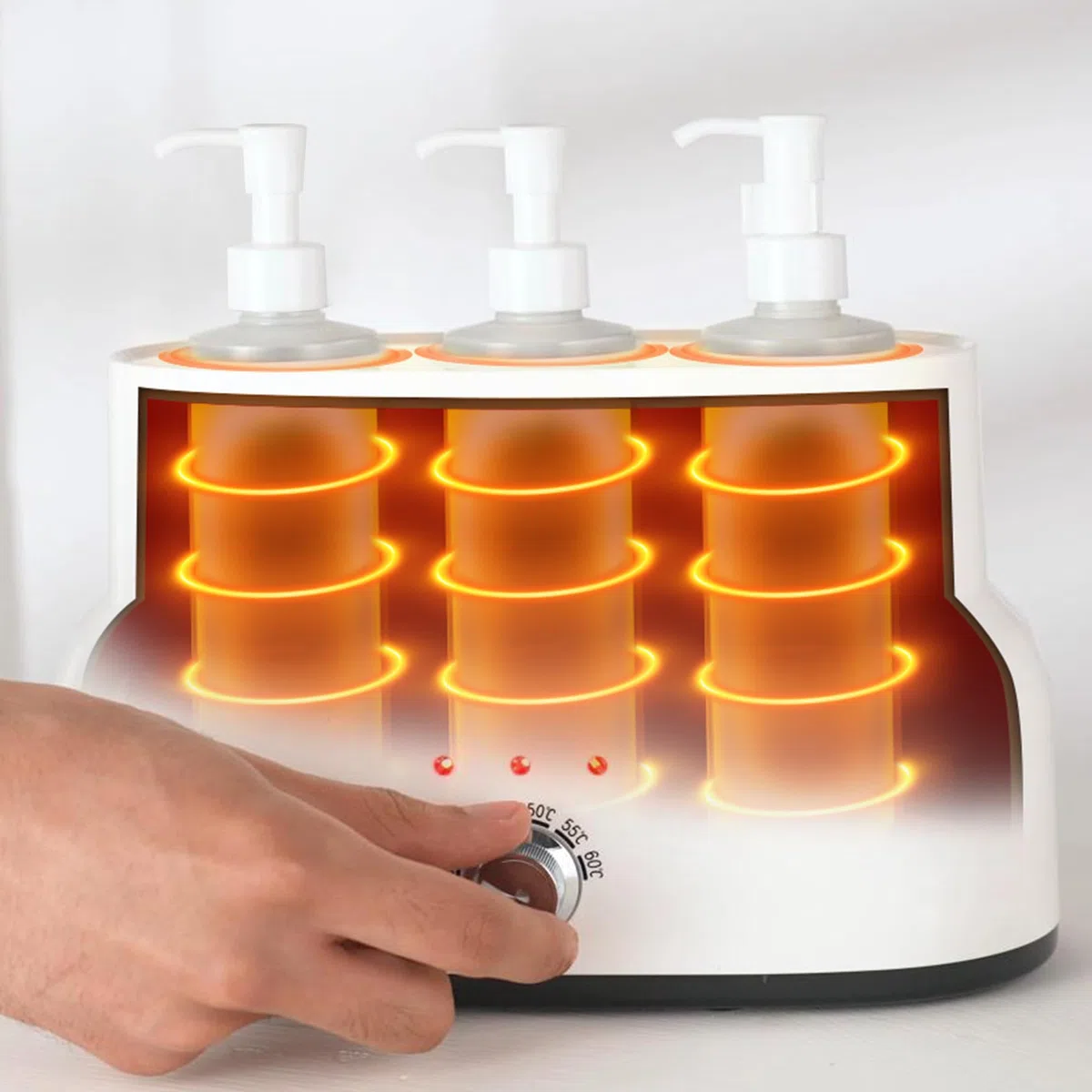 Master Massage Brevet Pratique Chauffe-Huile de Massage Automatique 3 Bouteilles pour Salon Spa Massage Corps Thérapie Blanc