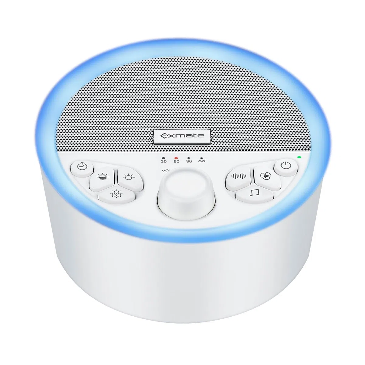 Exmate Machine de Bruit Blanc Portable avec veilleuse, 29 sons apaisants HIFI, contrôle du volume, minuterie, fonction de mémoire, blanc