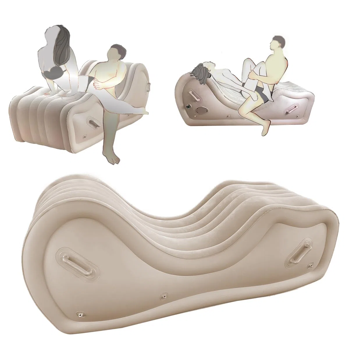 Sexe Canapé Meubles pour Couples Gonflable Sexe Bondage Canapé Chaise avec Pompe à air intégrée G Spot Position BDSM Coussin-lit pour Adultes Femmes Sexuelles Vergnügen Khaki
