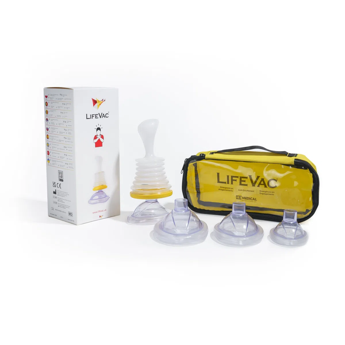 LifeVac Duo Pack 2 Kits Complets Anti-Étouffement Adultes Enfants avec 4 Masques et Sac de Transport