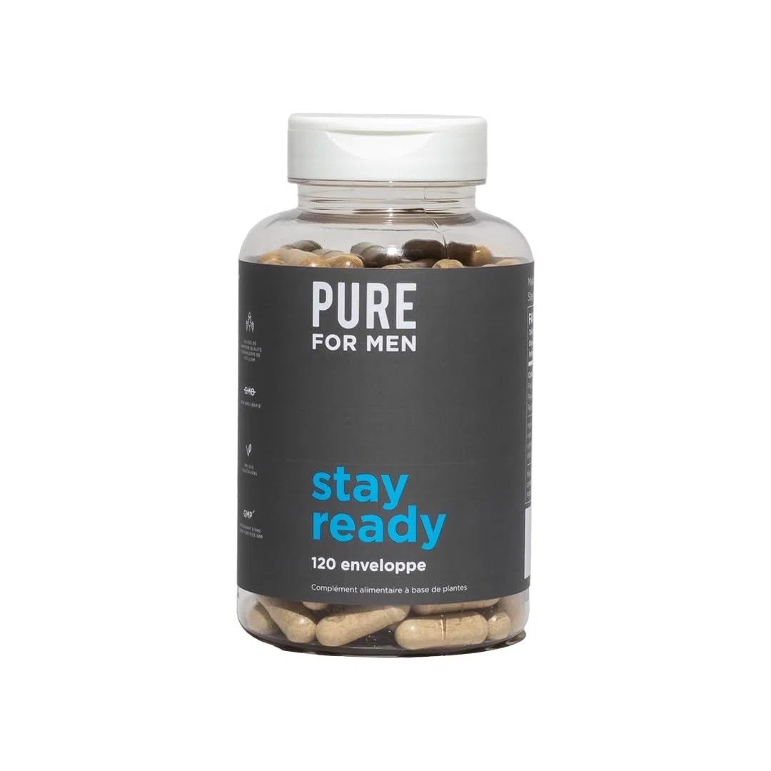 Pure For Men Supplément de fibres Original Cleanliness Stay Ready 120 capsules végétaliennes aide à promouvoir la régularité digestive Cosse de psyllium graines de chia fibres d'avoine