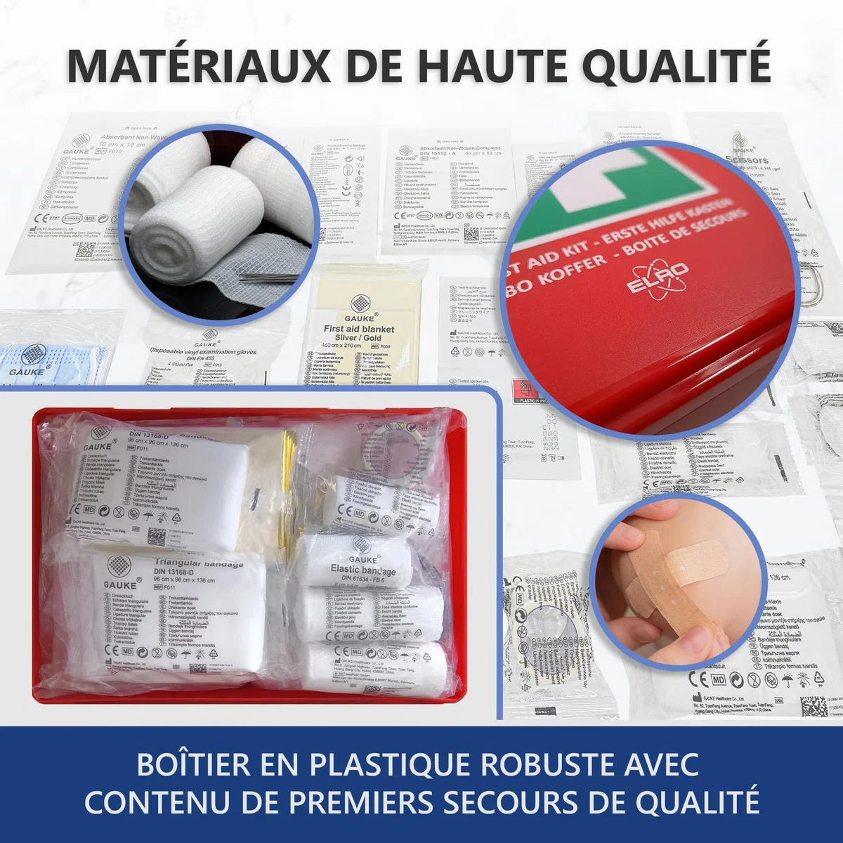 Elro First Aid2500 Trousse de Premiers Secours B Medium 83 pièces Certifié EN13157