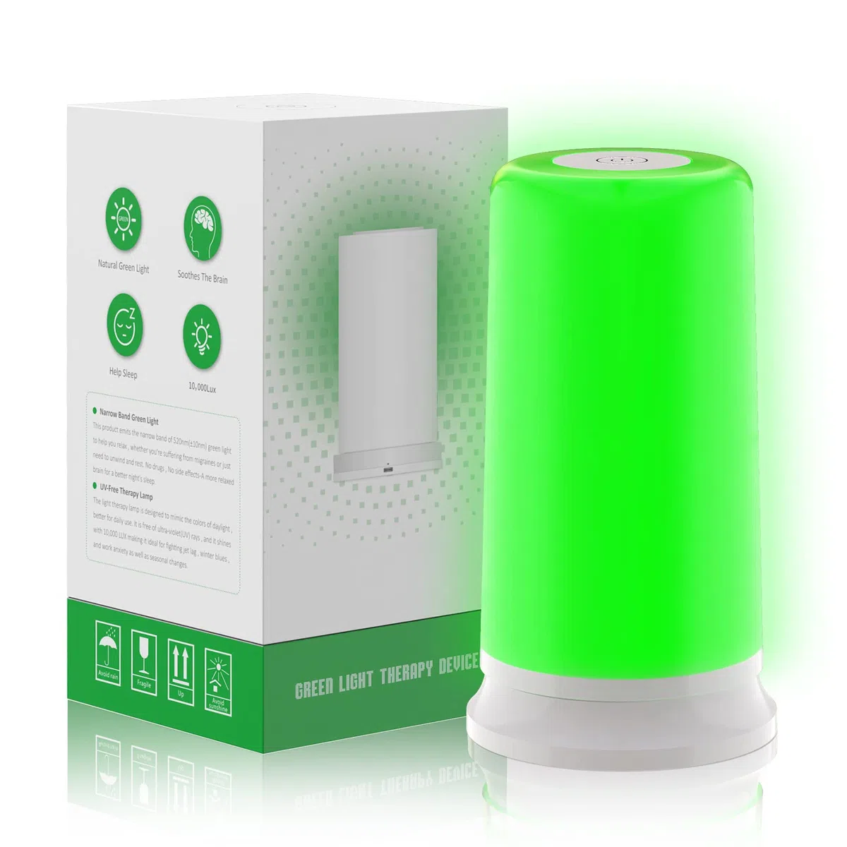 KTS Appareil de luminothérapie verte et blanche,pour l'insomnie,migraine,l'anxiété,Maux de tête et vertiges,Sensibilité à la lumière,Sommeil Profond Facile