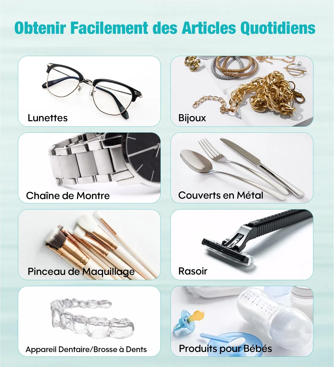 Nettoyeur Ultrasons 660ML 48000Hz 5 Réglages de Temps Professionnel pour Bijoux Montres Lunettes Tête de Rasoir