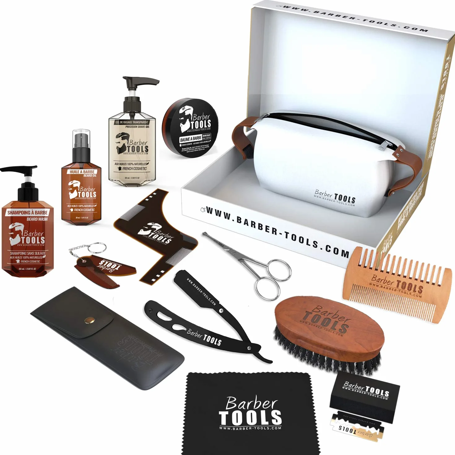 Kit d'entretien et de soin pour barbe Made in France BARBER TOOLS