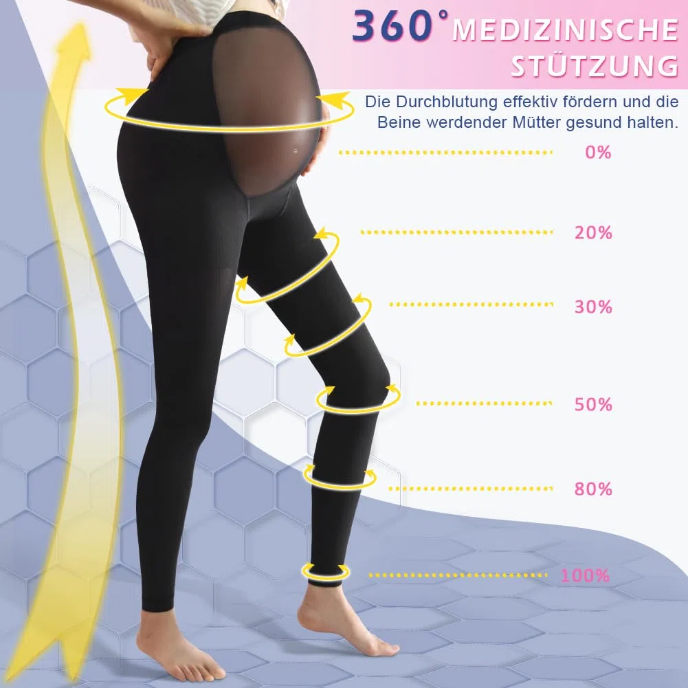 Beister Collants de compression médicaux pour femmes enceintes 20-30 mmHg Bas sans pieds Long pantalon avec bande élastique