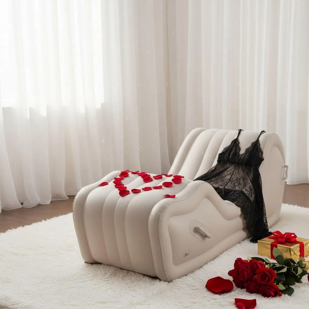 Sexe Canapé Meubles pour Couples Gonflable Sexe Bondage Canapé Chaise avec Pompe à air intégrée G Spot Position BDSM Coussin-lit pour Adultes Femmes Sexuelles Vergnügen Khaki