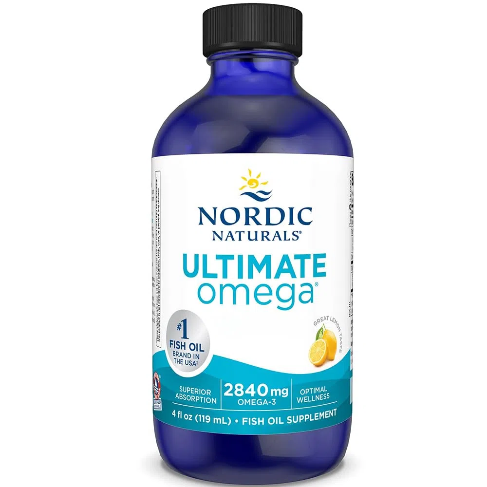 Nordic Naturals, Ultimate Omega, 2840mg Omega-3, Huile de Poisson avec EPA et DHA, Goût Citron, 119ml, Testé en Laboratoire, Sans Soja, Sans Gluten, Sans OGM