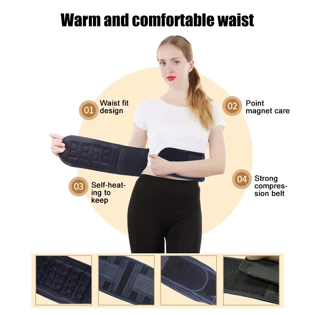 Ceinture de soutien lombaire magnétique auto-chauffante respirante Noir XL