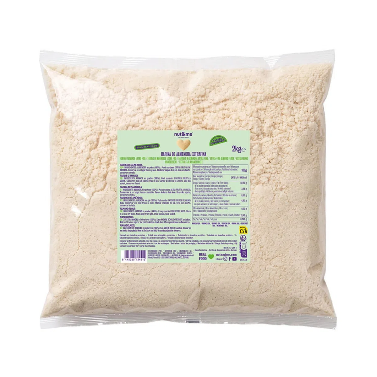 nut&me Farine d'amandes 2 kg Poudre d'amande Extrafine Sans Gluten Vegan Haute teneur en protéines