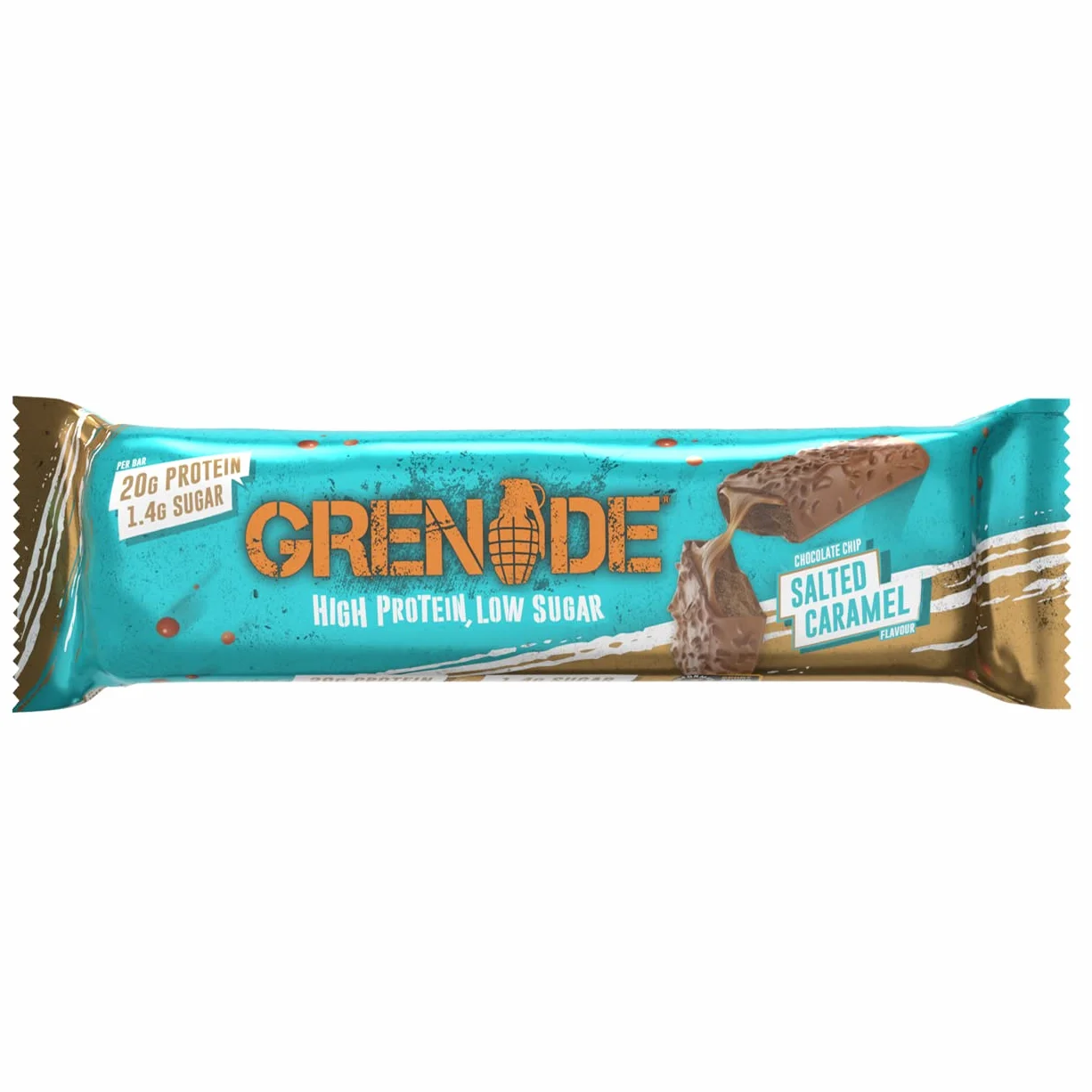 Grenade Barre Hyperprotéinée Faible Teneur en Glucides Chocolat Caramel Salé 12 x 60 g